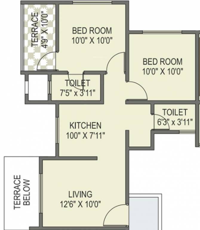 Anshul Ela (2BHK+2T (749 sq ft) 749 sq ft)