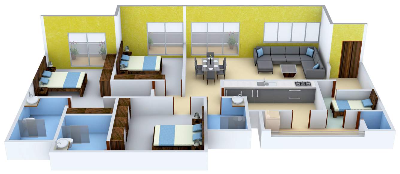 Vipul Aarohan (3BHK+3T (2,410 sq ft)   Servant Room 2410 sq ft)