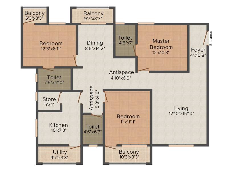 Junaid Joy Fozan (3BHK+2T (1,586 sq ft) + Pooja Room 1586 sq ft)