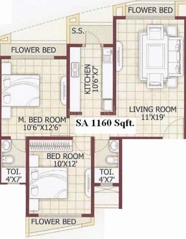 Swastik Grand 90 (2BHK+2T (1,160 sq ft) 1160 sq ft)