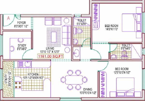 Subiksha Sai Bhaskara (2BHK+2T (1,161 sq ft) + Study Room 1161 sq ft)