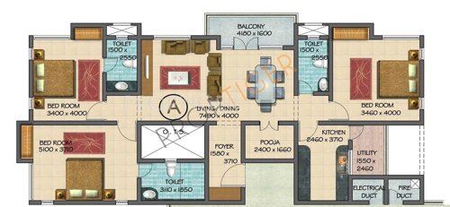 Devinarayan Lexington Terrace (3BHK+3T (1,970 sq ft)   Pooja Room 1970 sq ft)