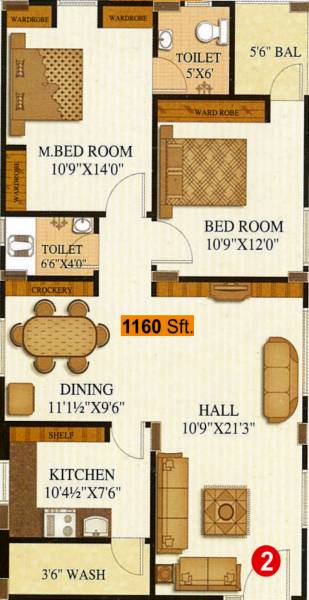 Axon Sai Balaji Hills (2BHK+2T (1,160 sq ft) 1160 sq ft)