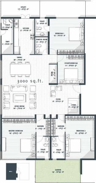 Avant One93 (3BHK+4T (3,000 sq ft) + Study Room 3000 sq ft)