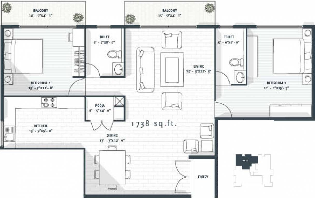 Avant One93 (2BHK+2T (1,738 sq ft) + Pooja Room 1738 sq ft) Avant One93 (2BHK+2T (1,738 sq ft) + Pooja Room 1738 sq ft)