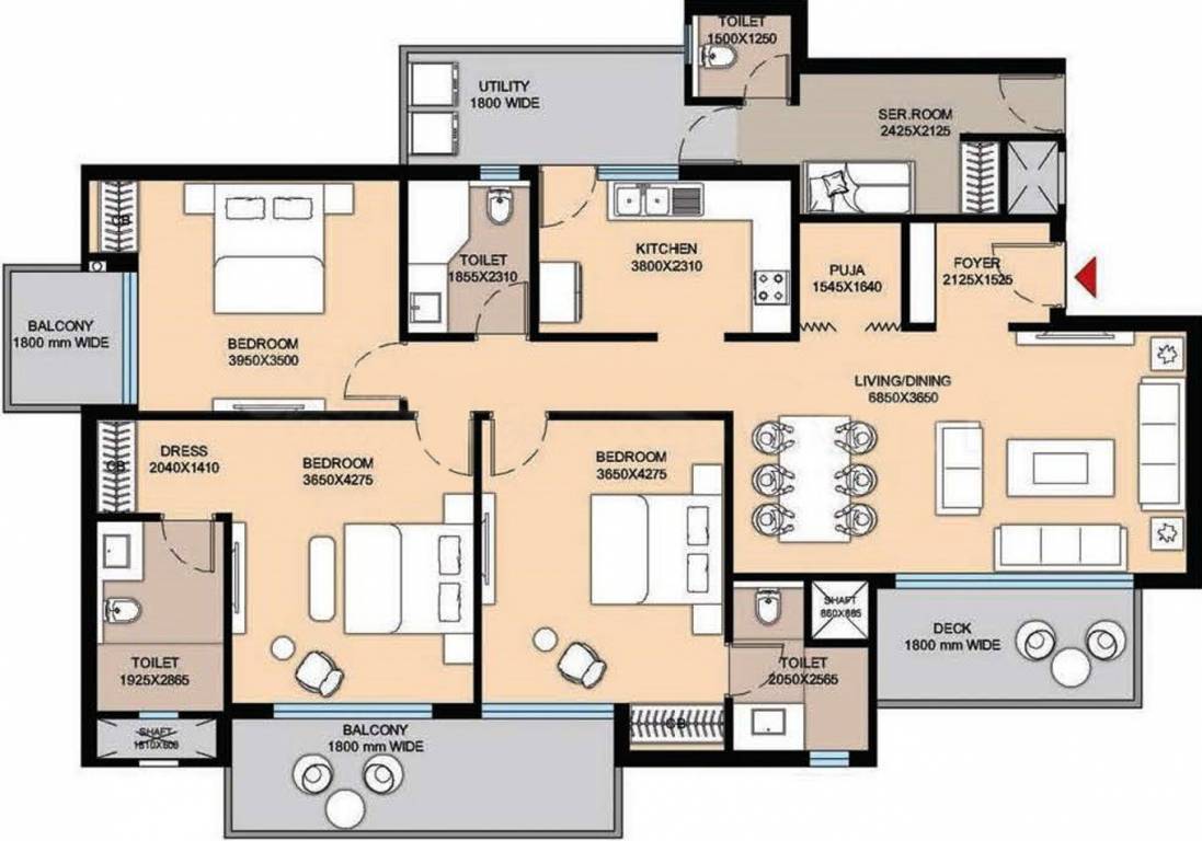 Saha Eminence (3BHK+3T (2,250 sq ft) + Servant Room 2250 sq ft)