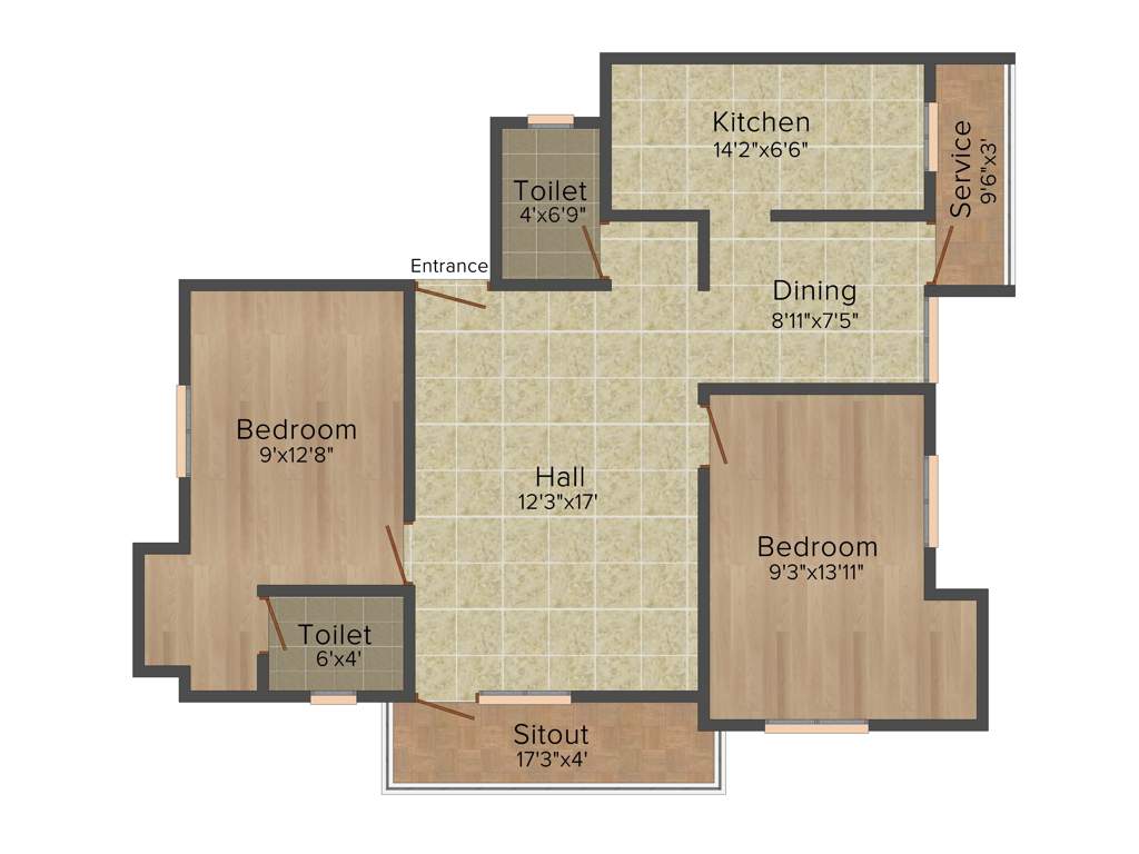 Annai Annai Weiden (2BHK+2T (1,070 sq ft) 1070 sq ft)