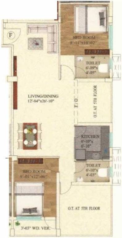 Das Majumder Golden House (2BHK+2T (1,091 sq ft) 1091 sq ft)