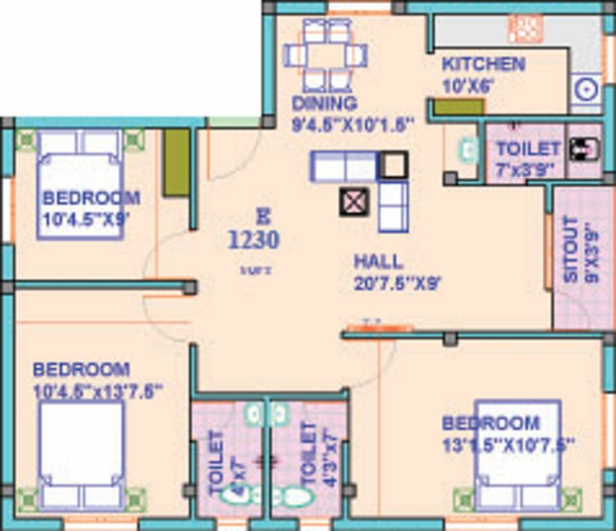 Annai Annai Prados (3BHK+3T (1,230 sq ft) 1230 sq ft) Annai Annai Prados (3BHK+3T (1,230 sq ft) 1230 sq ft)