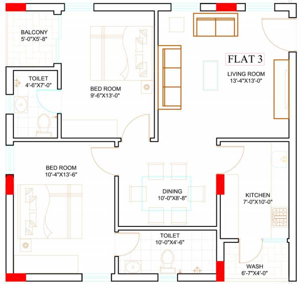 Doyen Gayatri (2BHK+2T (1,035 sq ft) 1035 sq ft)