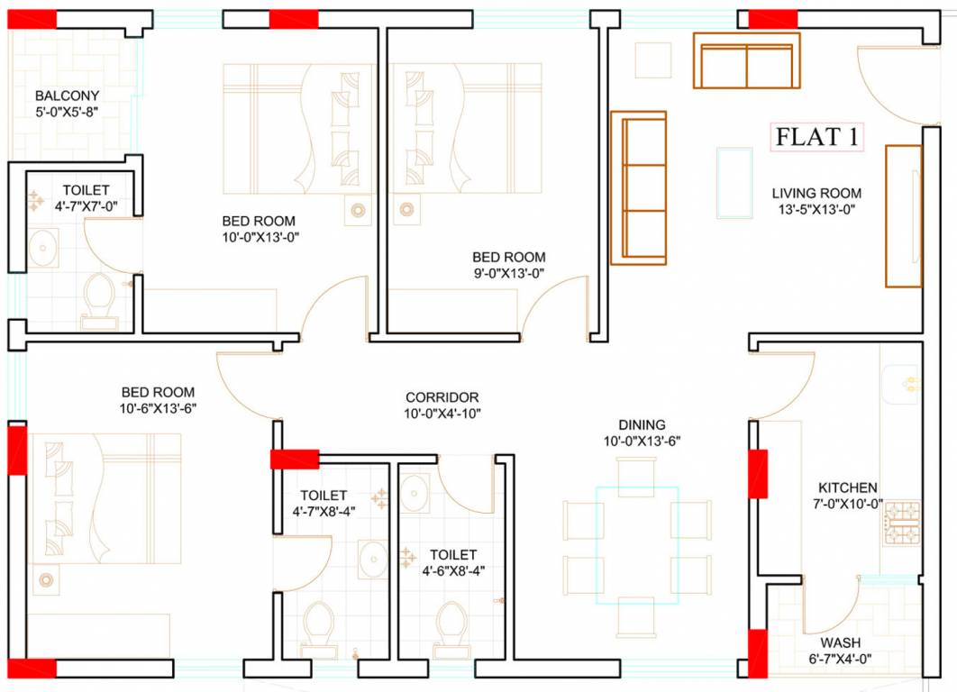 Doyen Gayatri (3BHK+3T (1,385 sq ft) 1385 sq ft)