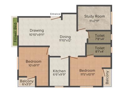 Lakhan Raj (2BHK+2T (1,115 sq ft) + Study Room 1115 sq ft)
