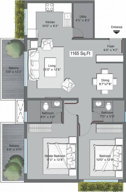 Axis Vanam (2BHK+2T (1,165 sq ft) 1165 sq ft)