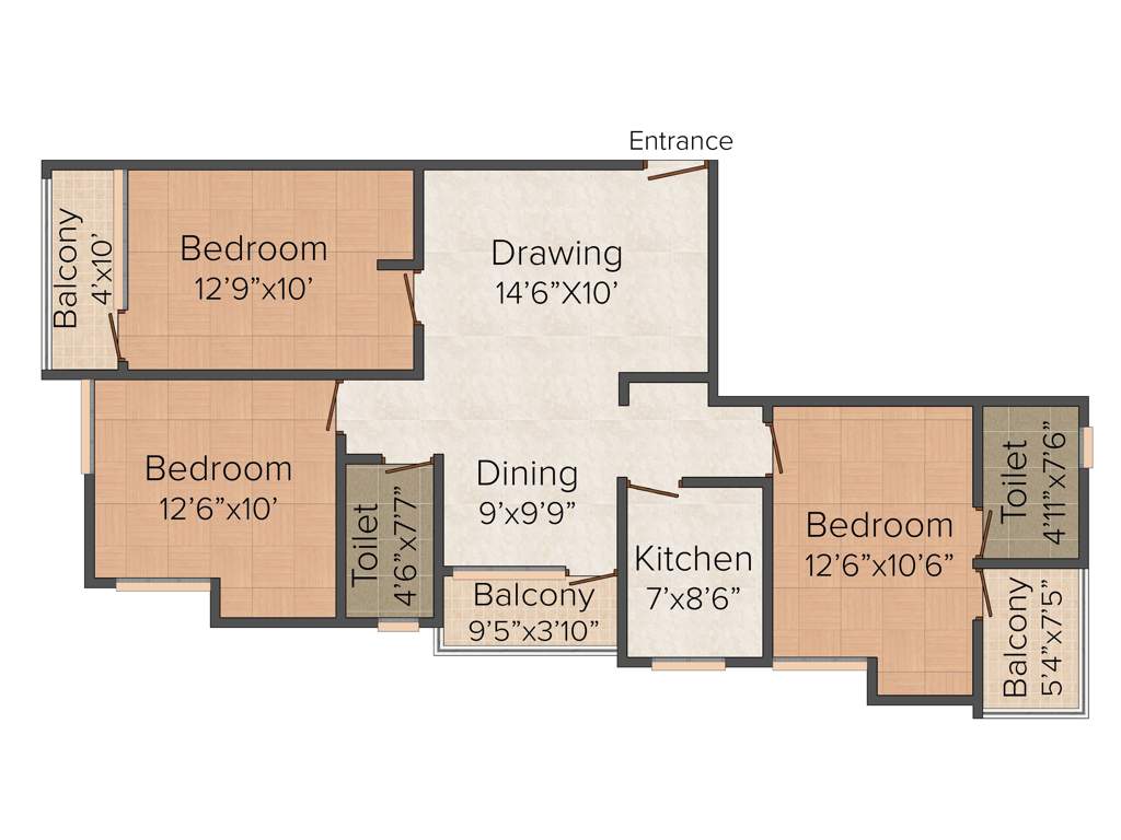 Sarvodaya Om Nikunj (3BHK+2T (1,280 sq ft) 1280 sq ft)