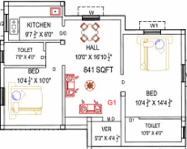 Lakshmikantham BV Nagar South (2BHK+2T (841 sq ft) 841 sq ft)