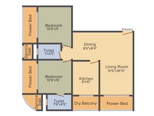 Raajyam Amity Apartments (2BHK+2T (1,175 sq ft) 1175 sq ft)