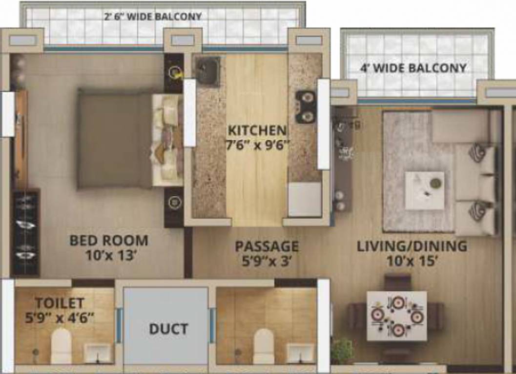 JK IRIS (1BHK+1T (769 sq ft) 769 sq ft)