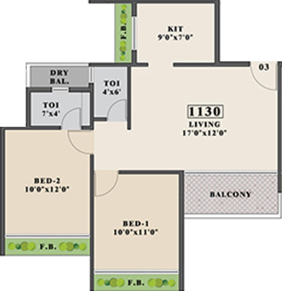 Tricity Promenade (3BHK+3T (1,130 sq ft) 1130 sq ft) Tricity Promenade (3BHK+3T (1,130 sq ft) 1130 sq ft)