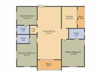 Hallmark Silvanus (3BHK+3T (1,769.91 sq ft) + Pooja Room 1769.91 sq ft) Hallmark Silvanus (3BHK+3T (1,769.91 sq ft) + Pooja Room 1769.91 sq ft)