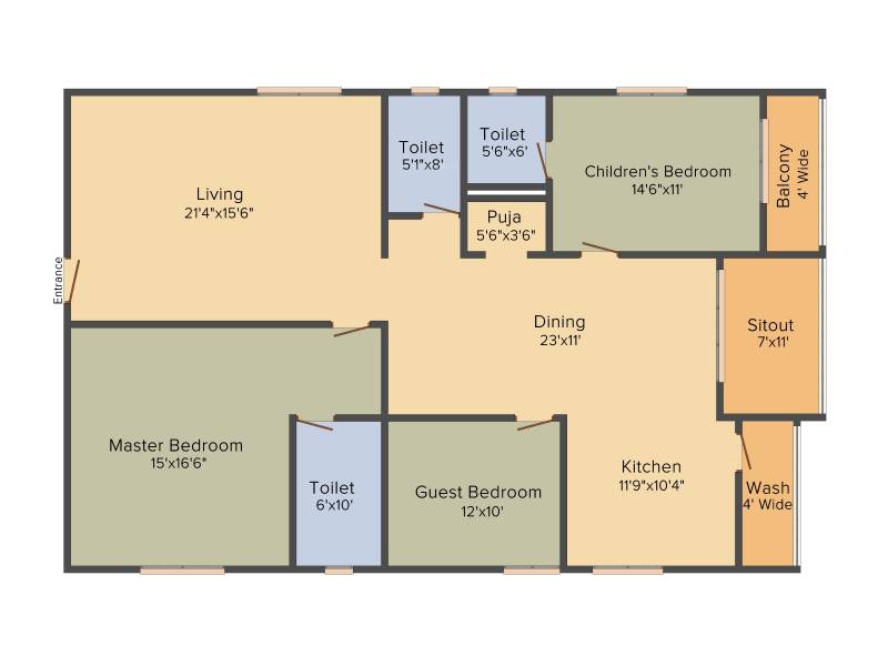 Hallmark Silvanus (3BHK+3T (2,246 sq ft) + Pooja Room 2246 sq ft)