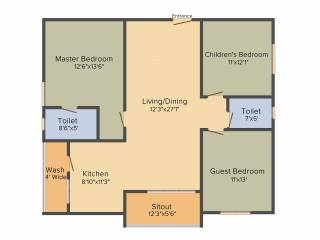 Hallmark Silvanus (3BHK+2T (1,575 sq ft) 1575 sq ft) Hallmark Silvanus (3BHK+2T (1,575 sq ft) 1575 sq ft)