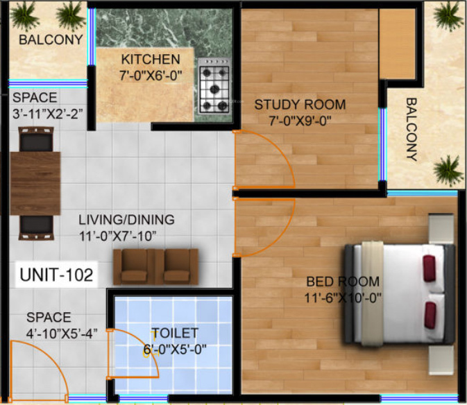 Yashica Heights (1BHK+1T (550 sq ft) + Study Room 550 sq ft)