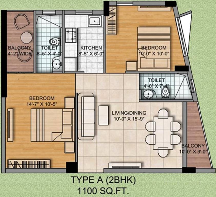 Sweet Signature (3BHK+2T (1,100 sq ft) 1100 sq ft)