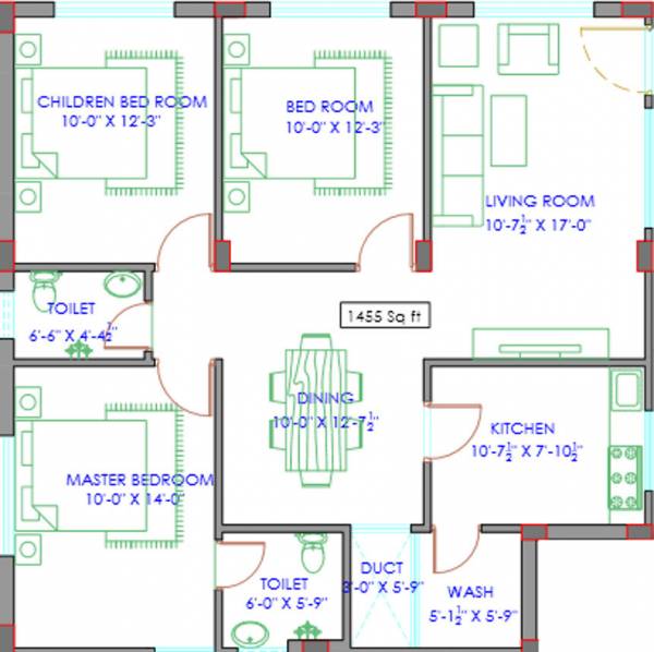 Sindhu Haritha Krishna Kunj (3BHK+2T (1,455 sq ft) 1455 sq ft)
