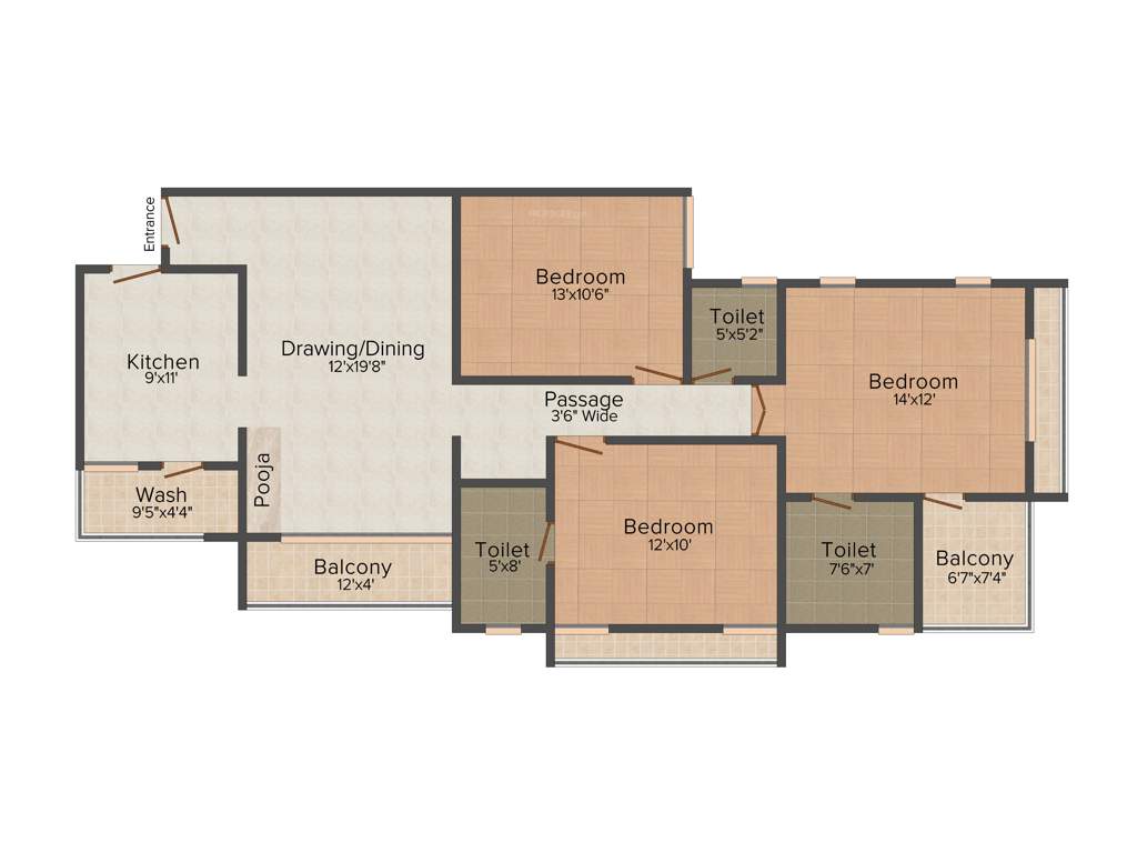 Golden Swarnim Sky (3BHK+3T (2,025 sq ft) + Pooja Room 2025 sq ft)