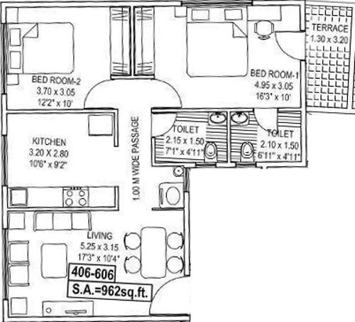 Vaastu Ramnagar Housing Society (2BHK+2T (962 sq ft) 962 sq ft)