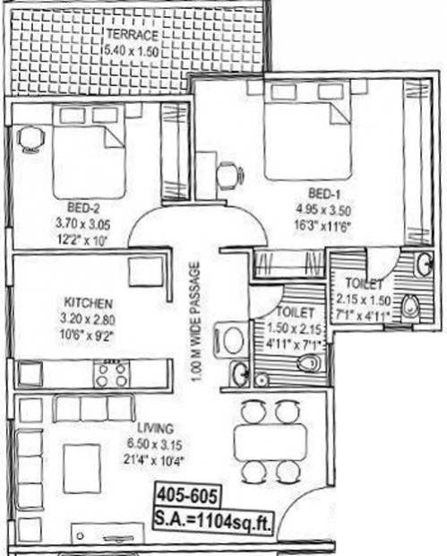 Vaastu Ramnagar Housing Society (2BHK+2T (1,104 sq ft) 1104 sq ft)