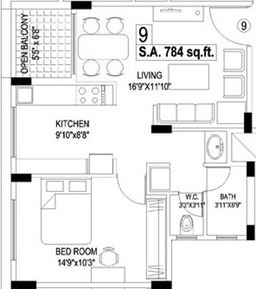 Vaastu Ramnagar Housing Society (1BHK+1T (784 sq ft) 784 sq ft)