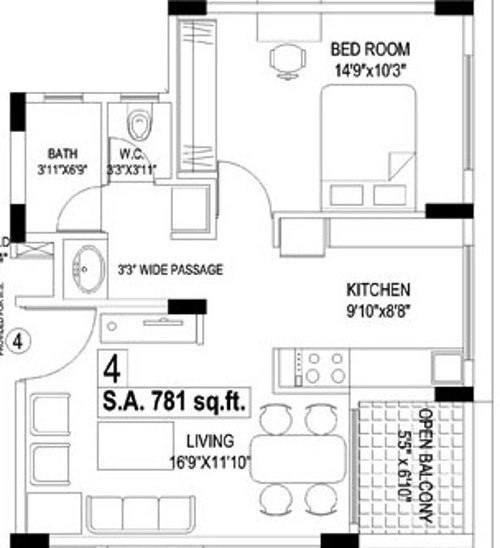 Vaastu Ramnagar Housing Society (1BHK+1T (781 sq ft) 781 sq ft)