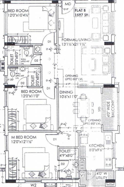 Riddhi Pride (3BHK+3T (1,597 sq ft) 1597 sq ft)