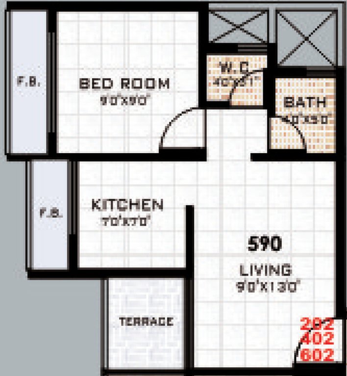 KD Kalash (1BHK+1T (590 sq ft) 590 sq ft)
