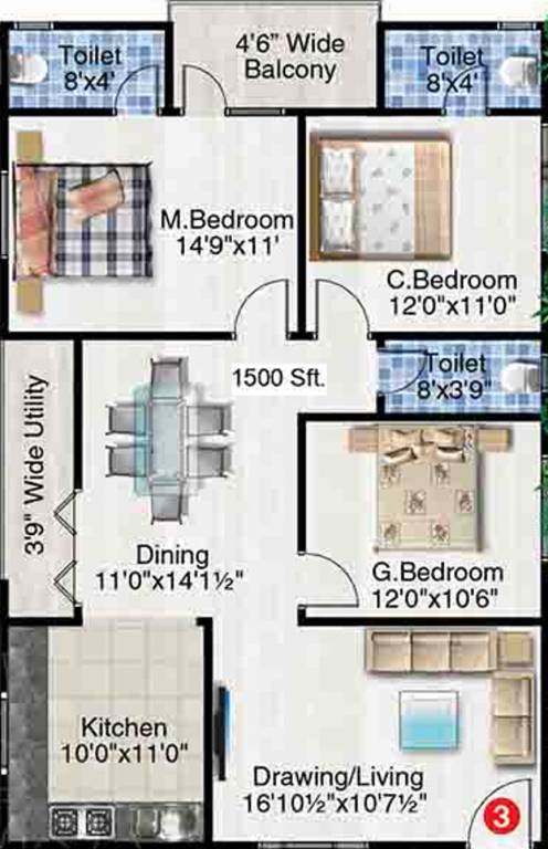 Shubham Builders and Developers Shubham Majestic (3BHK+3T (1,500 sq ft) 1500 sq ft)