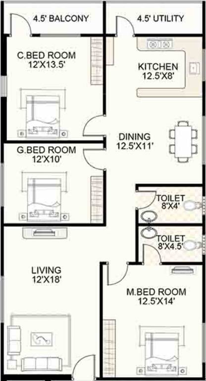 Shubham Builders and Developers Shubham Matrix (3BHK+2T (1,300 sq ft) 1300 sq ft)