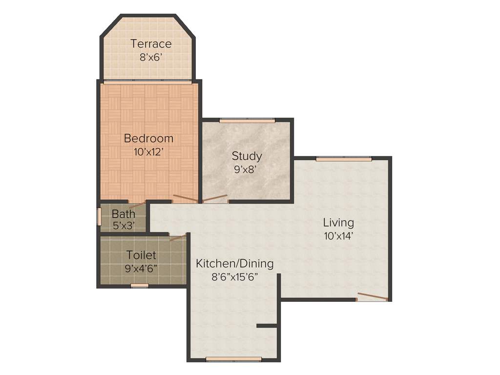 Atul Alcove (1BHK+2T (773 sq ft) + Study Room 773 sq ft)