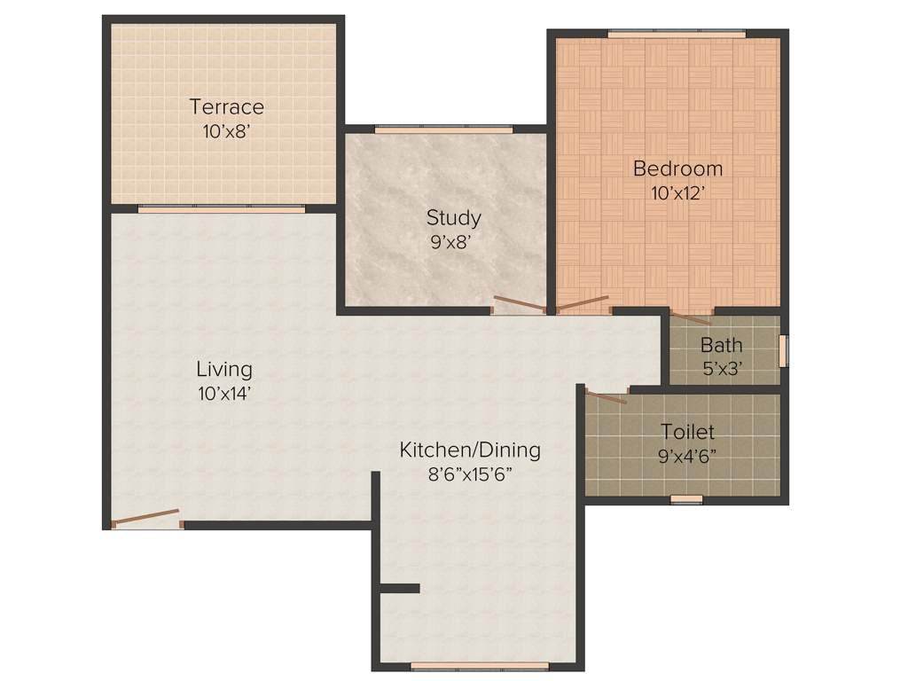 Atul Alcove (1BHK+2T (807 sq ft) + Study Room 807 sq ft)