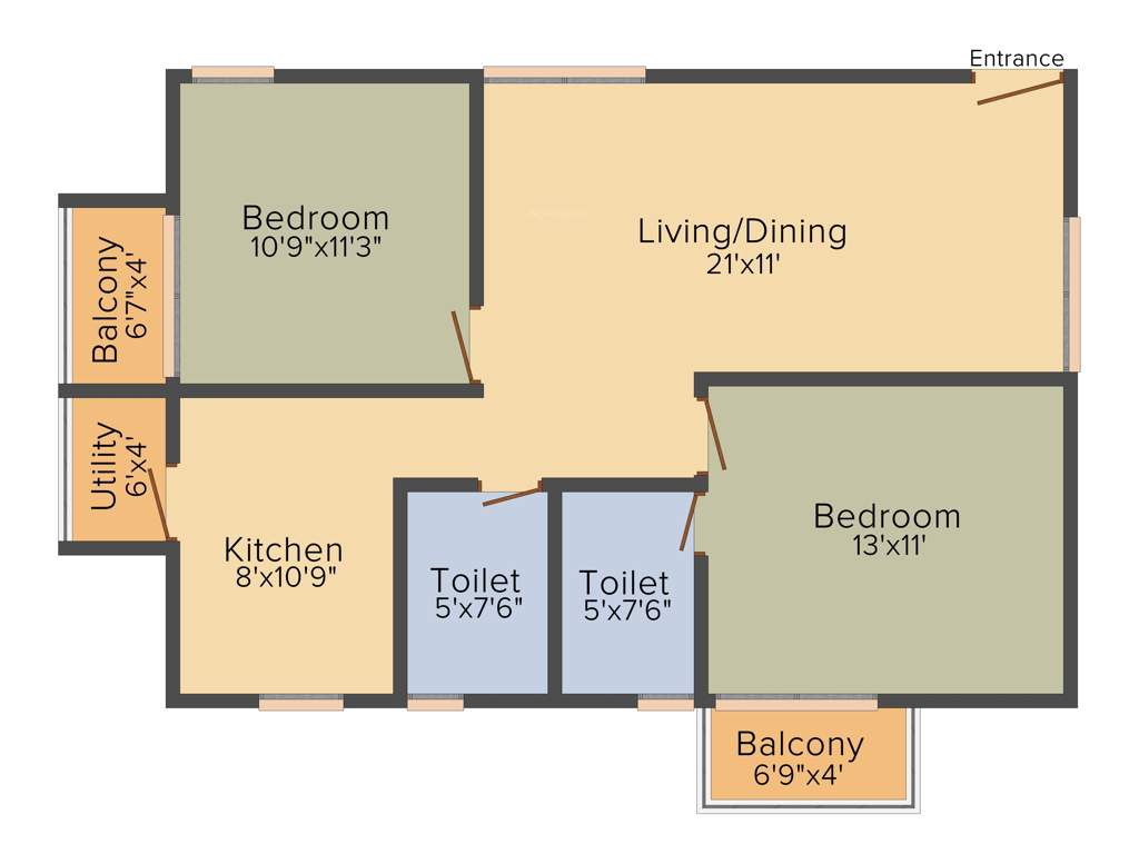 Myhna Myhna Maple (2BHK+2T (1,060 sq ft) 1060 sq ft)