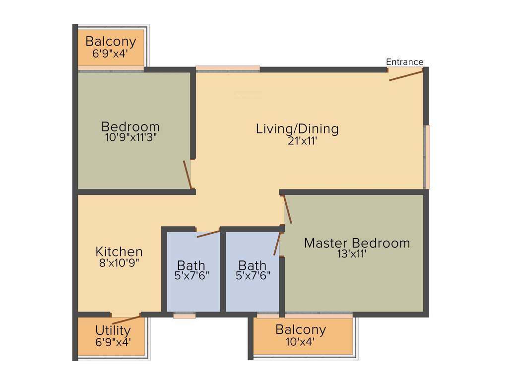 Myhna Myhna Maple (2BHK+2T (1,070 sq ft) 1070 sq ft)