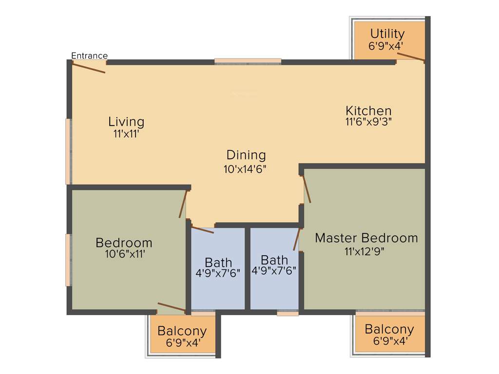 Myhna Myhna Maple (2BHK+2T (1,055 sq ft) 1055 sq ft)