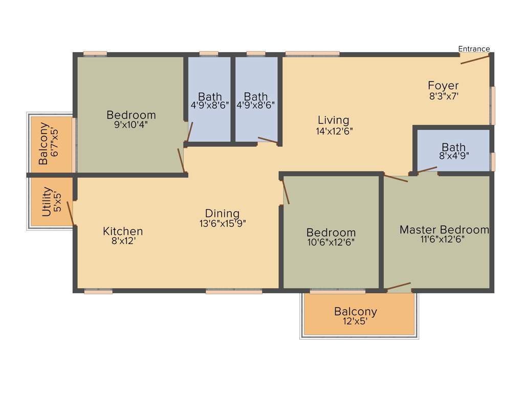 Myhna Myhna Maple (3BHK+3T (1,600 sq ft) 1600 sq ft)