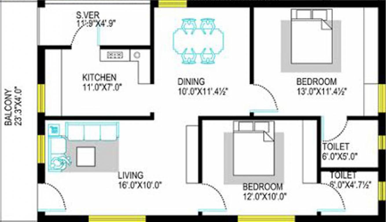 Mourya Sannidhi (2BHK+2T (1,125 sq ft) 1125 sq ft)