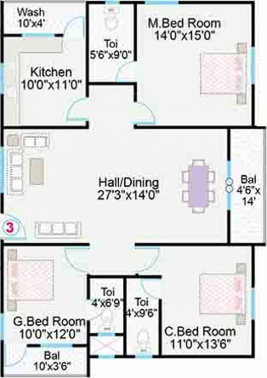 Shubham Builders and Developers Sapphire (3BHK+3T (1,725 sq ft) 1725 sq ft)