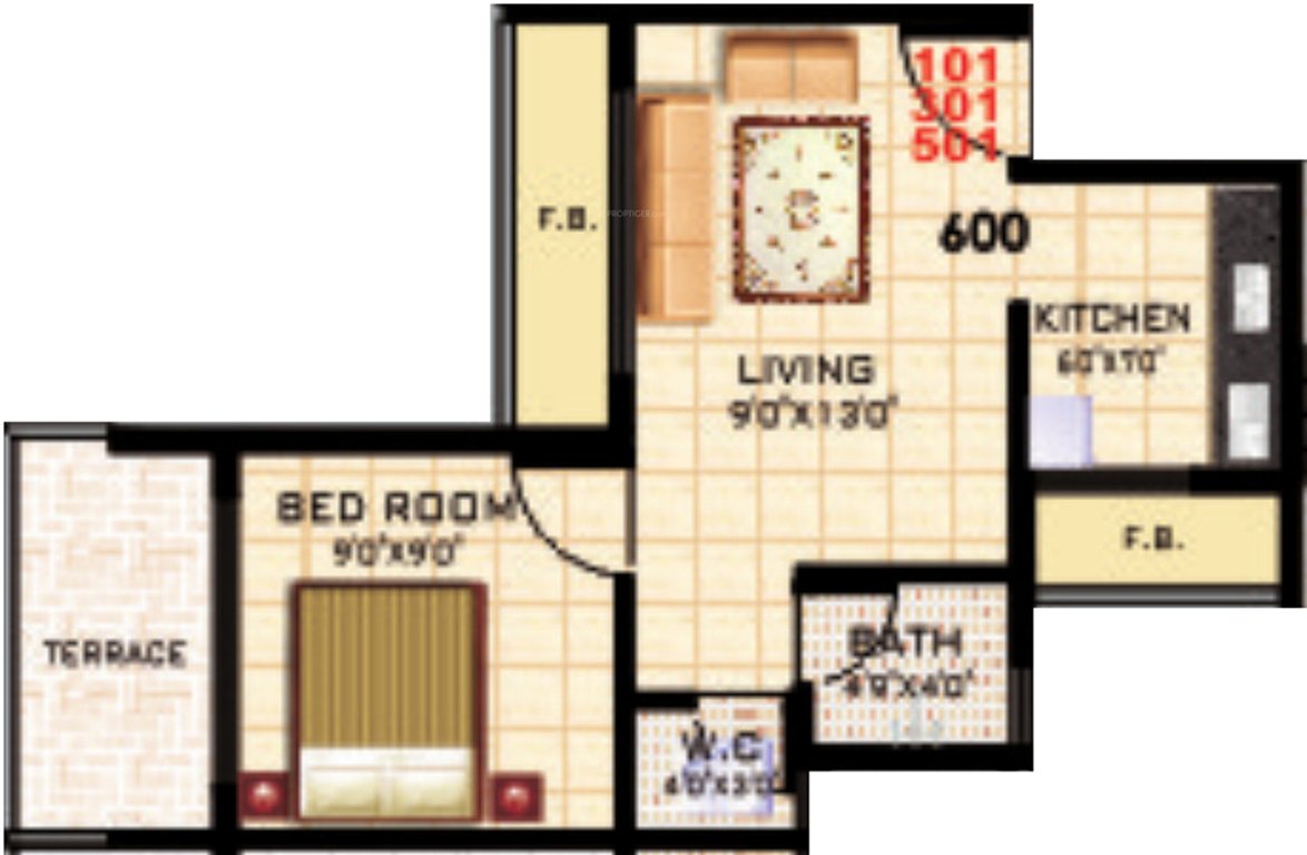 KD Kalash (1BHK+1T (600 sq ft) 600 sq ft)