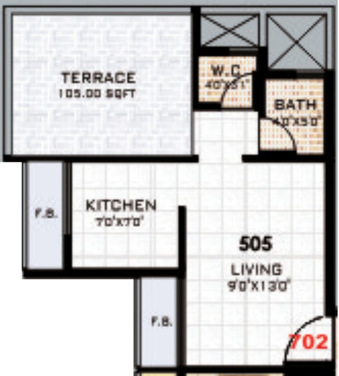 KD Kalash (1RK+1T (505 sq ft) 505 sq ft)