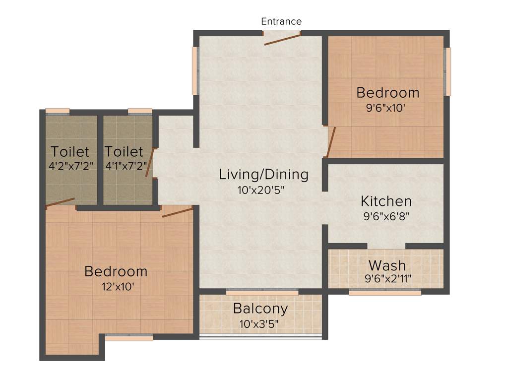 Rajparis Crystal Spring II (2BHK+2T (906 sq ft) 906 sq ft)
