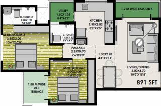 Jay Sai Empire (2BHK+2T (891 sq ft) 891 sq ft) Jay Sai Empire (2BHK+2T (891 sq ft) 891 sq ft)