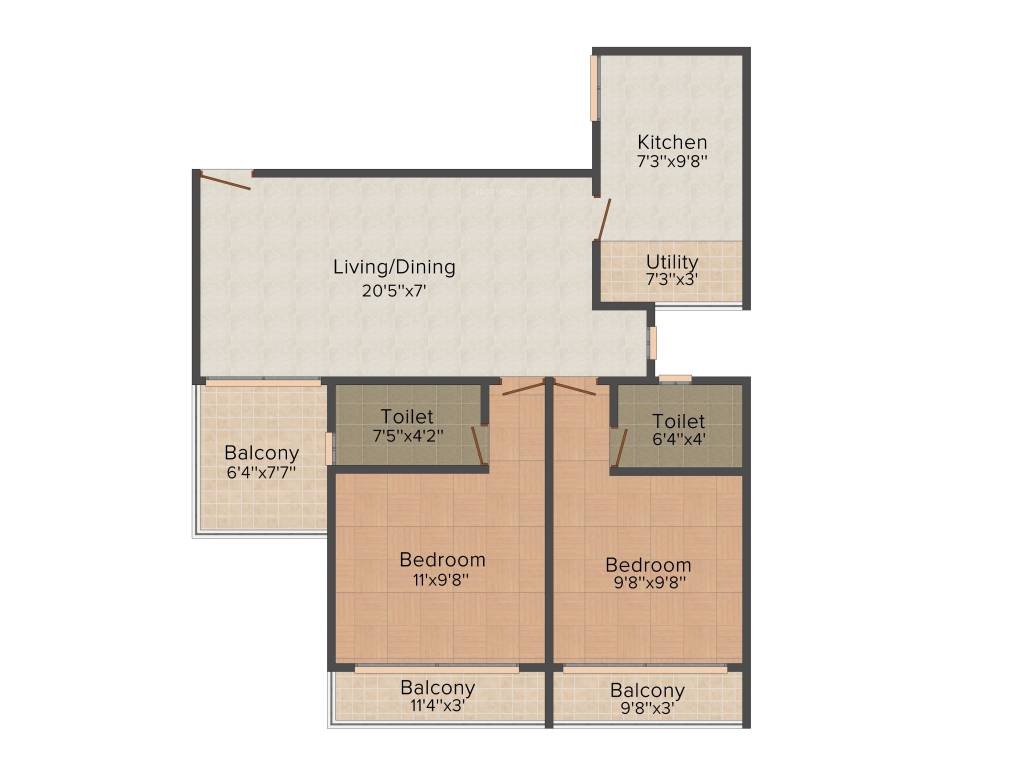 Kalpaka Elanza (2BHK+2T (1,065 sq ft) 1065 sq ft) Kalpaka Elanza (2BHK+2T (1,065 sq ft) 1065 sq ft)